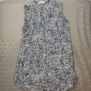 H&M Women’s Navy Blue White and Pale Pink Sleeveless Flowy Extra Long Blouse 4 S